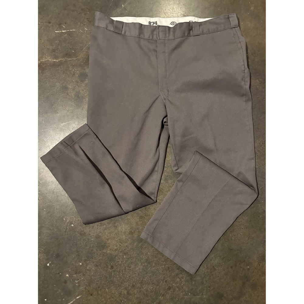 Dickies 874 Original Fit Work Pants Mens 44x30 Gray Flat Front Uniform